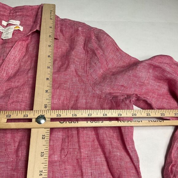 C&C California Linen Button Down Shirt Pink Long Sleeve Boyfriend Fit Top SMALL - Picture 8 of 10